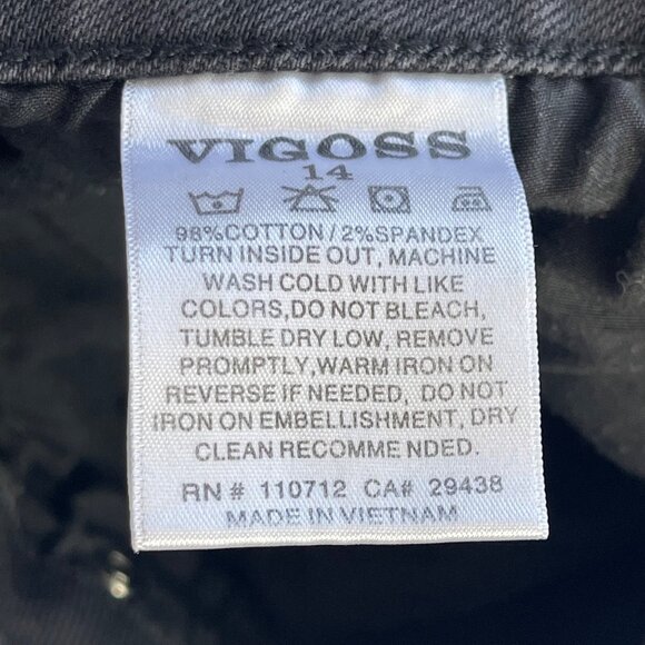 Vigoss Jagger Short Women's Plus Size 14 Cuffed Raw Edge Whiskering Black Denim‎ - Picture 4 of 9